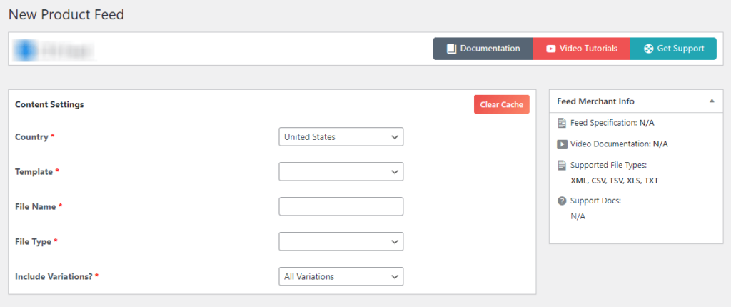 New window for feed generation