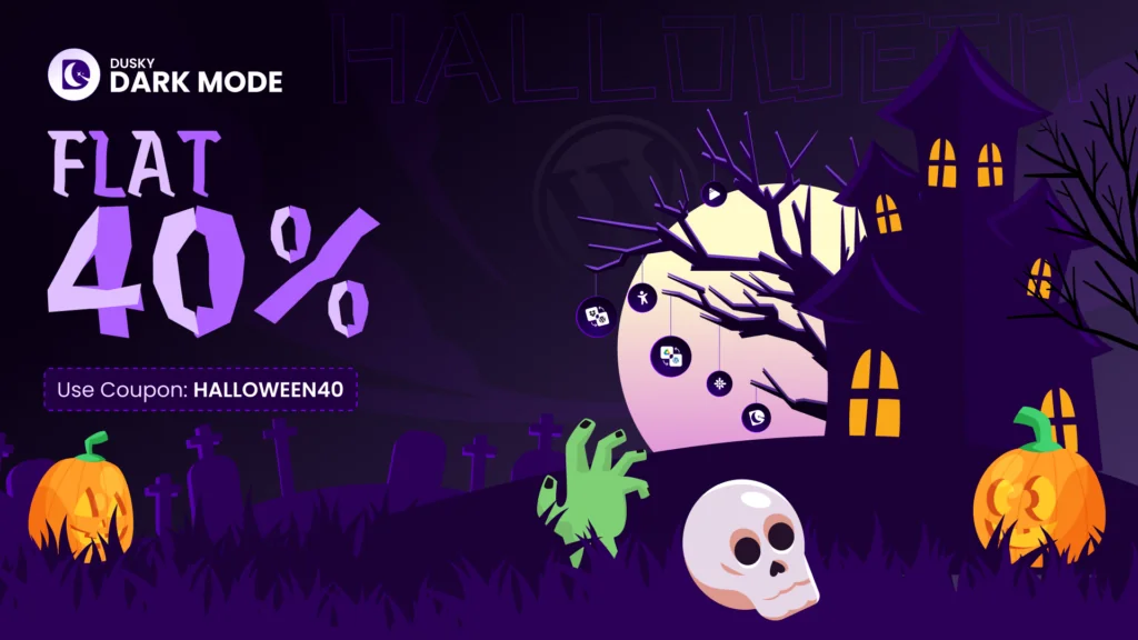 Best WordPress Halloween Deals & Coupons 2026 Dusky Dark Mode WordPress Halloween Deal