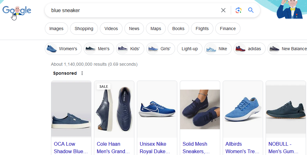 Google Shopping result SERP