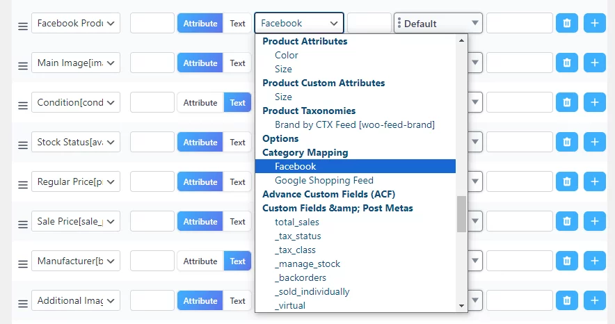 select mapping attribute