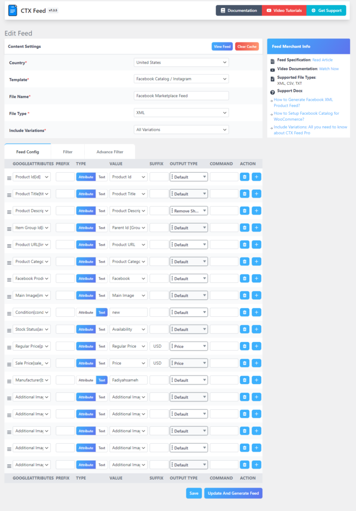 Facebook product feed attributes