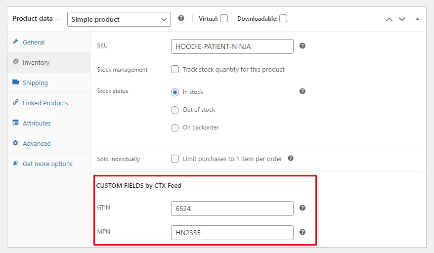 input custom field values