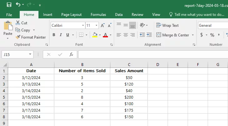 product order data