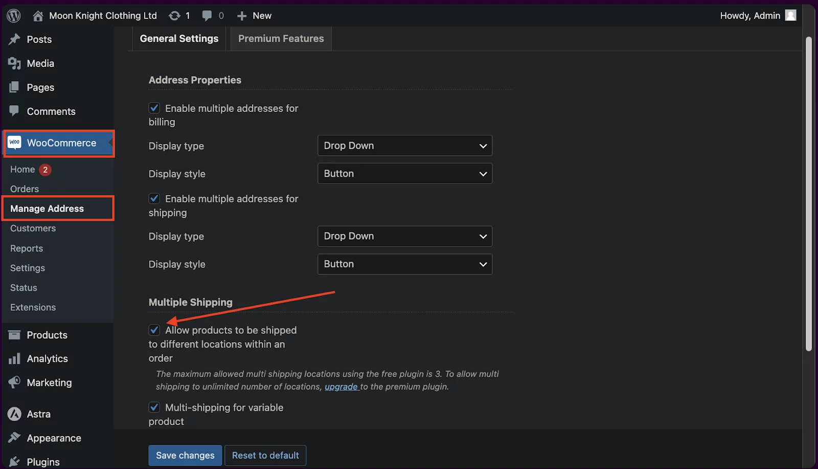 Enable the “Multiple Shipping Address” Feature 