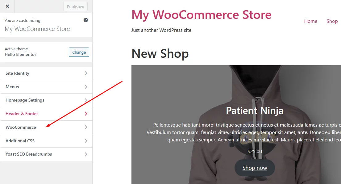 WooCommerce settings