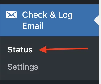 Firstly, from the ‘Check & Log Email’ menu, select ‘Status’.