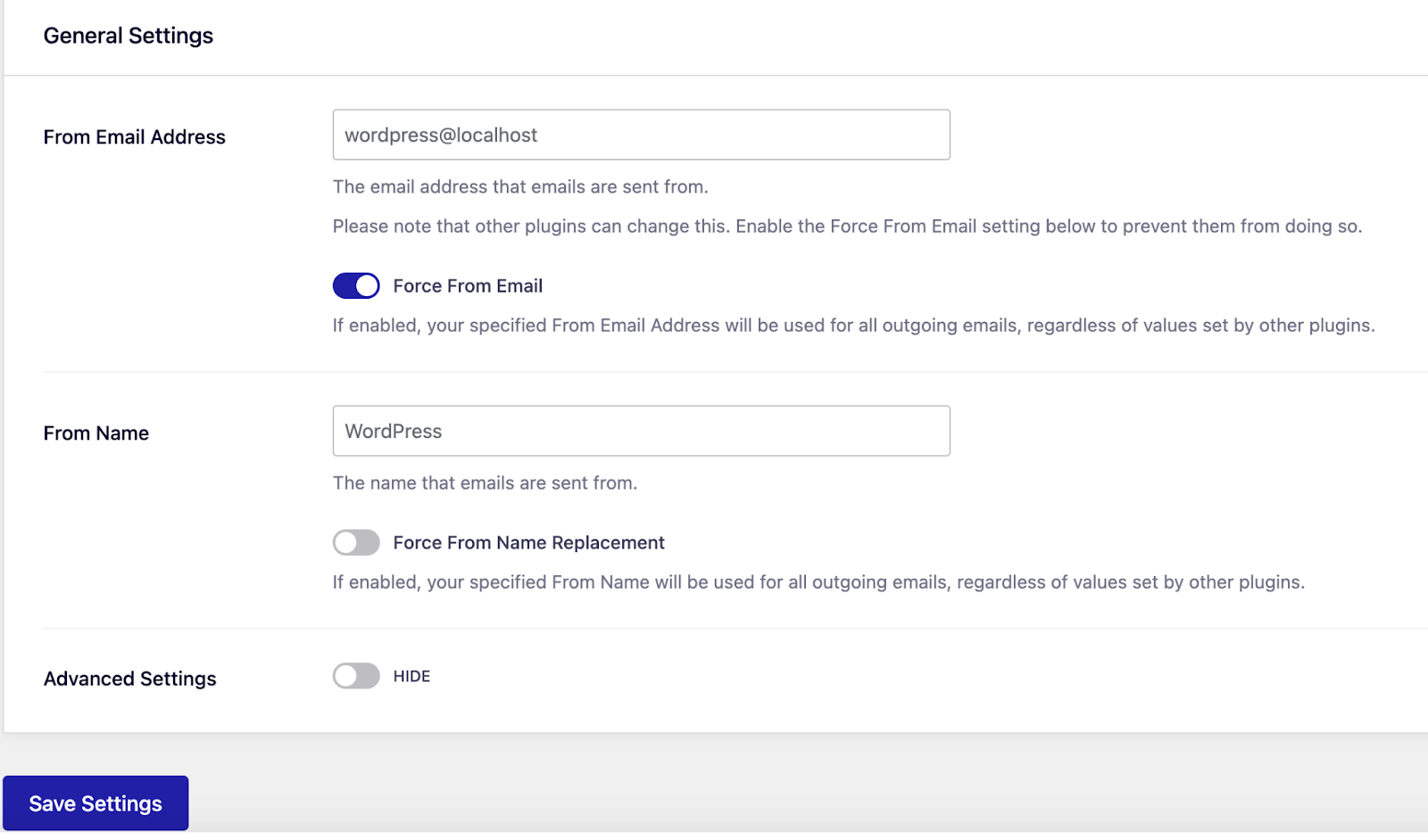 Easy WP SMTP plugin general settings 