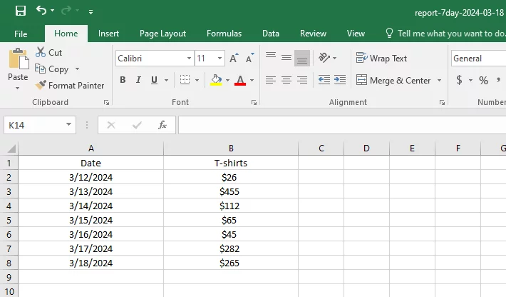 category order data