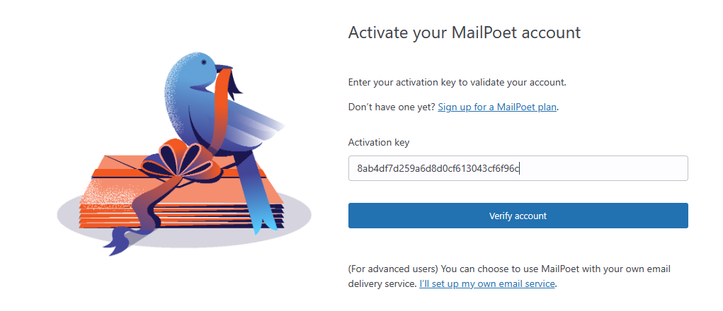 activation of mailpoet