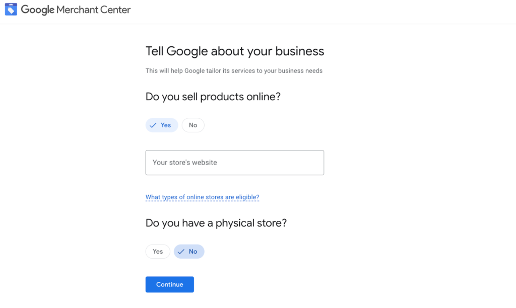 Google Merchant Center Business Information