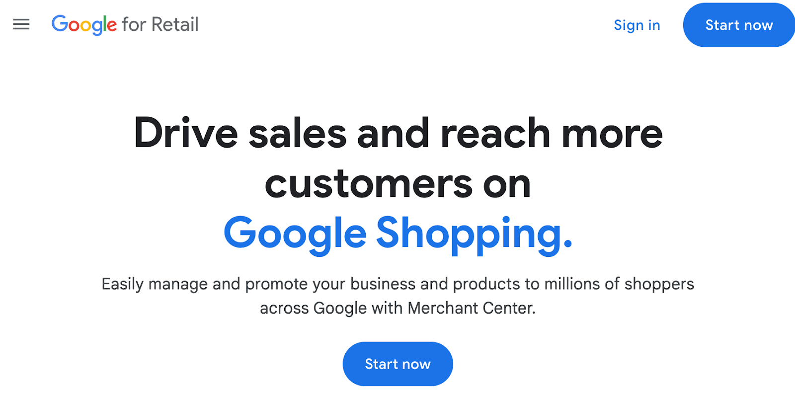 Google Merchant Center Homepage