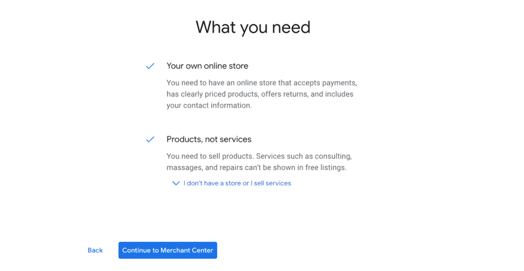 Google Merchant Center Requirement