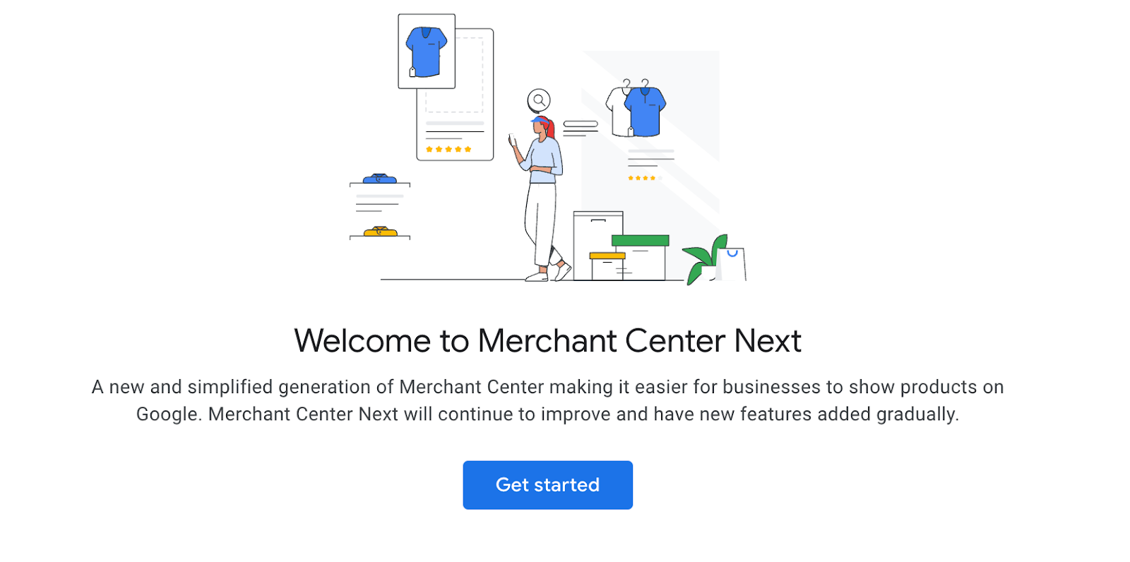 Google Merchant Center Next Welcome Screen