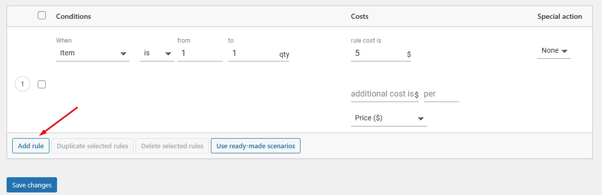 add WooCommerce quantity based shipping rule