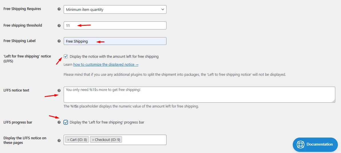 free shipping settings