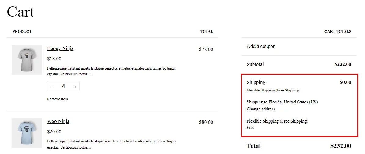 WooCommerce quantity based shipping example