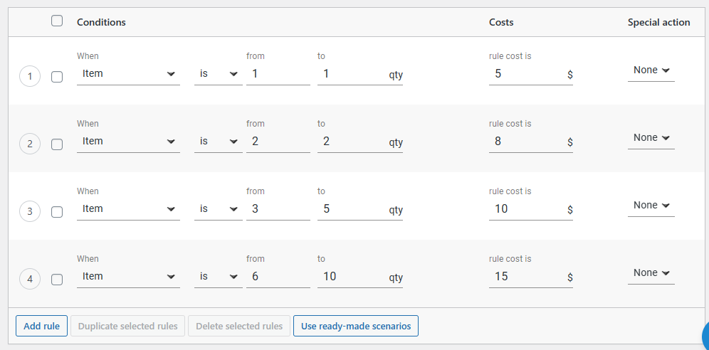 WooCommerce quantity based shipping conditions 
