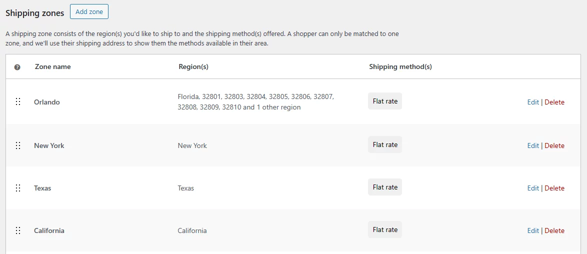 WooCommerce distance rate shipping
 zones