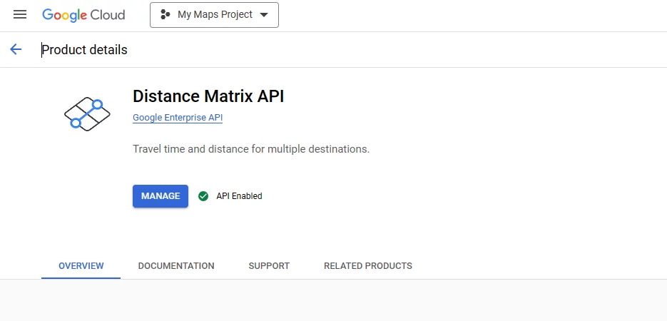 distance matrix api