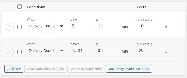 duration conditions for WooCommerce distance rate shipping
