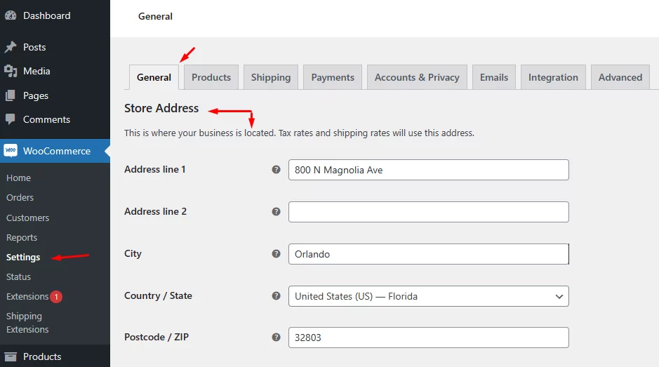 Store address for WooCommerce distance rate shipping
