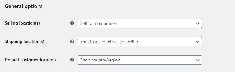 WooCommerce international shipping settings general
