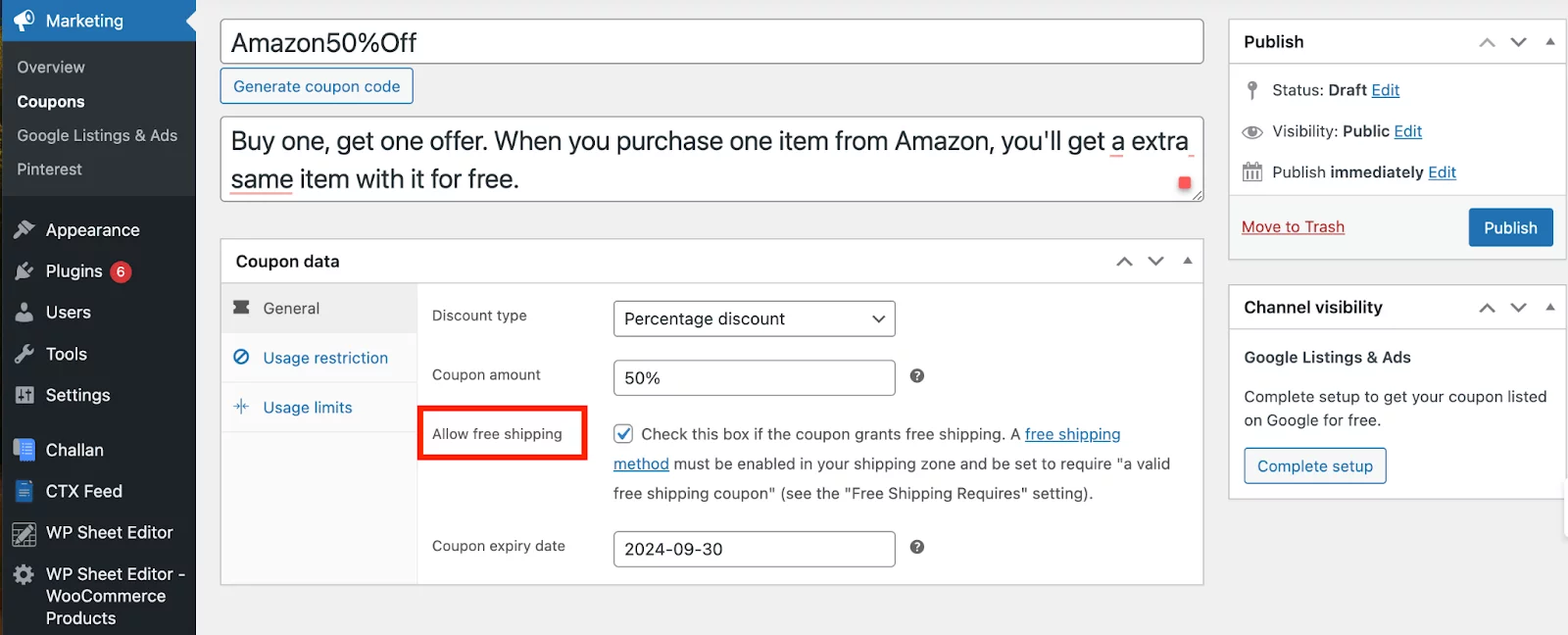 How To Set Up Free Shipping Coupon In WooCommerce