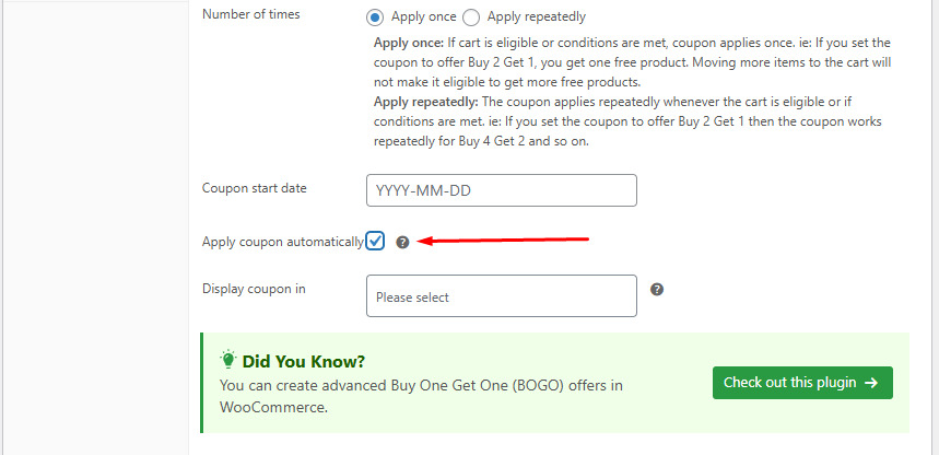 automatically apply WooCommerce free gift