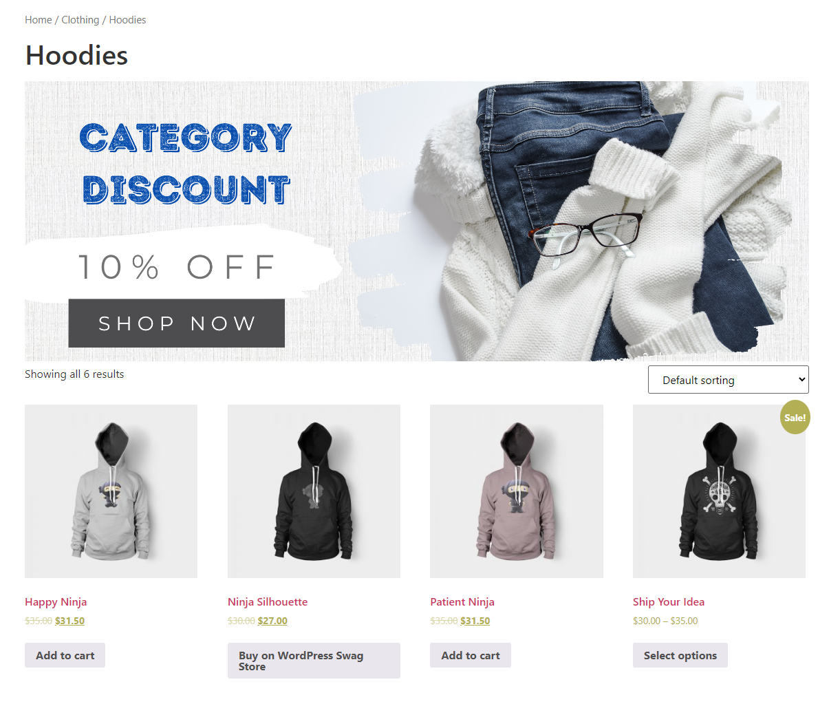 WooCommerce category discount banner