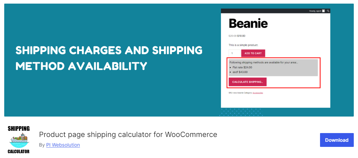 free WooCommerce calculate shipping plugin