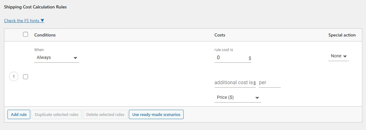 add conditions for WooCommerce shipping cost based on cart total