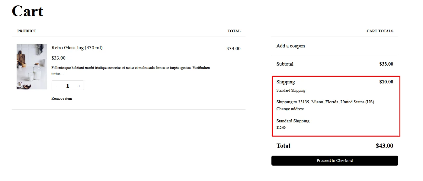 WooCommerce flat rate shipping