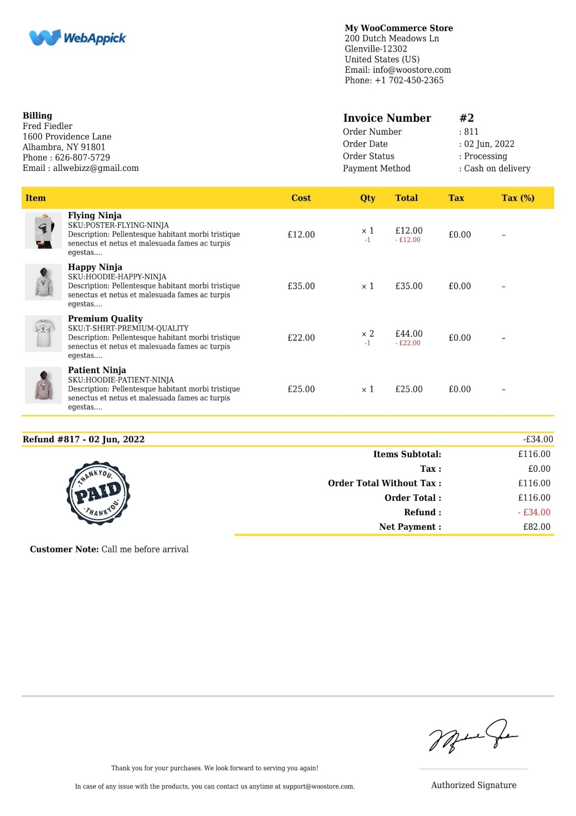 woocommerce invoice 