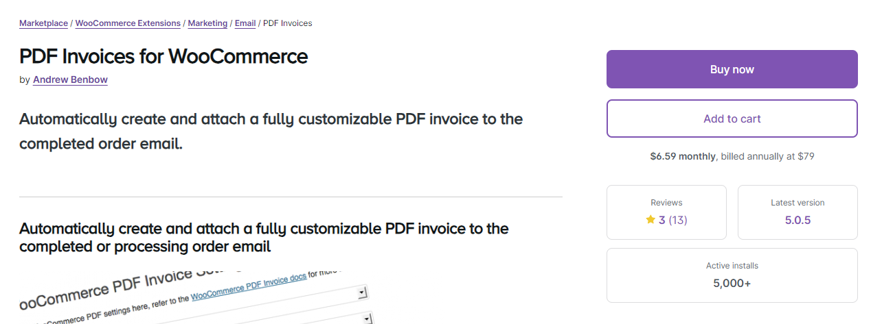 WooCommerce invoice plugin