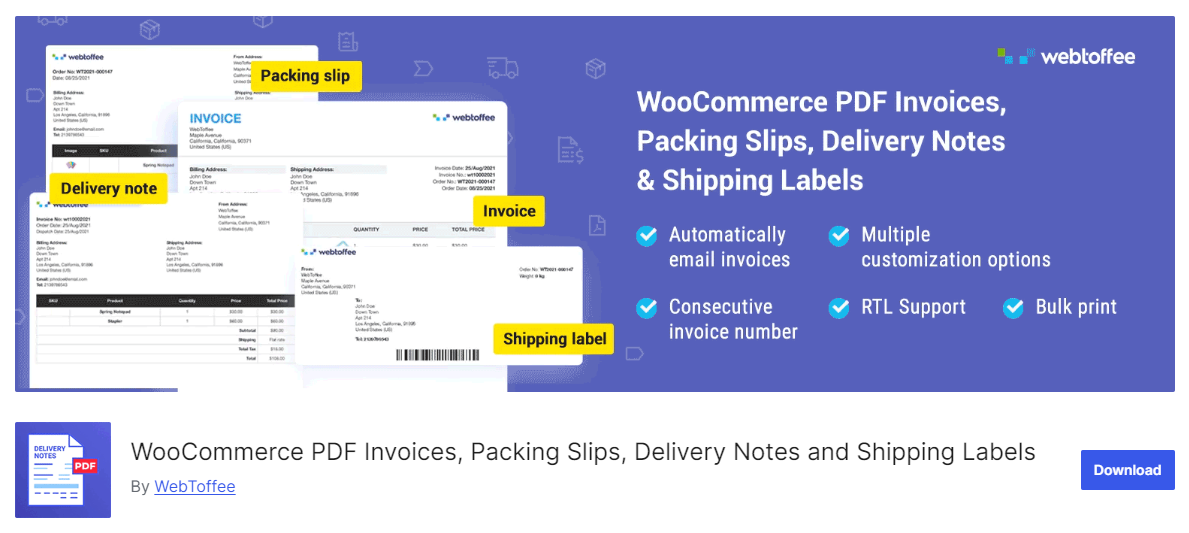 List of best WooCommerce pdf invoice plugin 