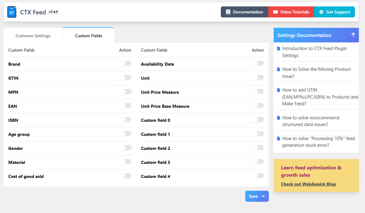 custom fields