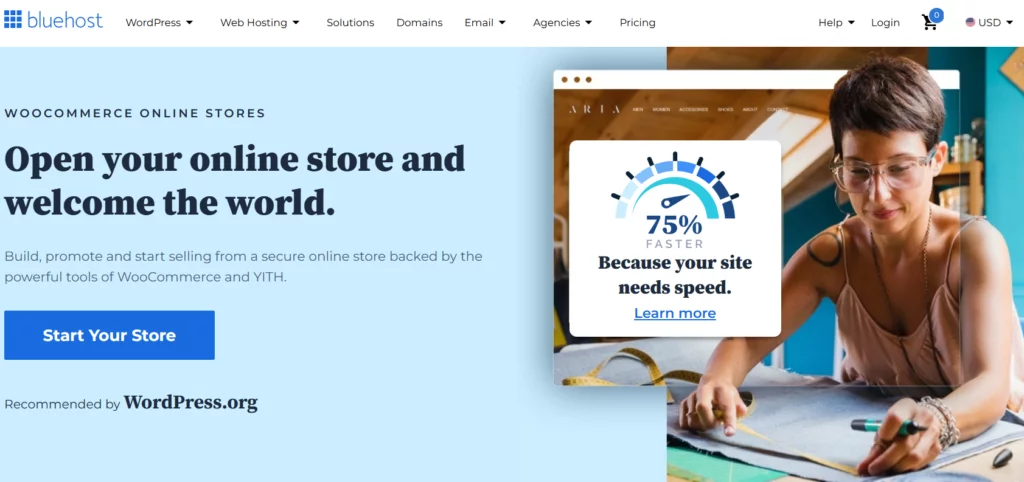 WordPress Recommended WooCommerce Hosting from Bluehost