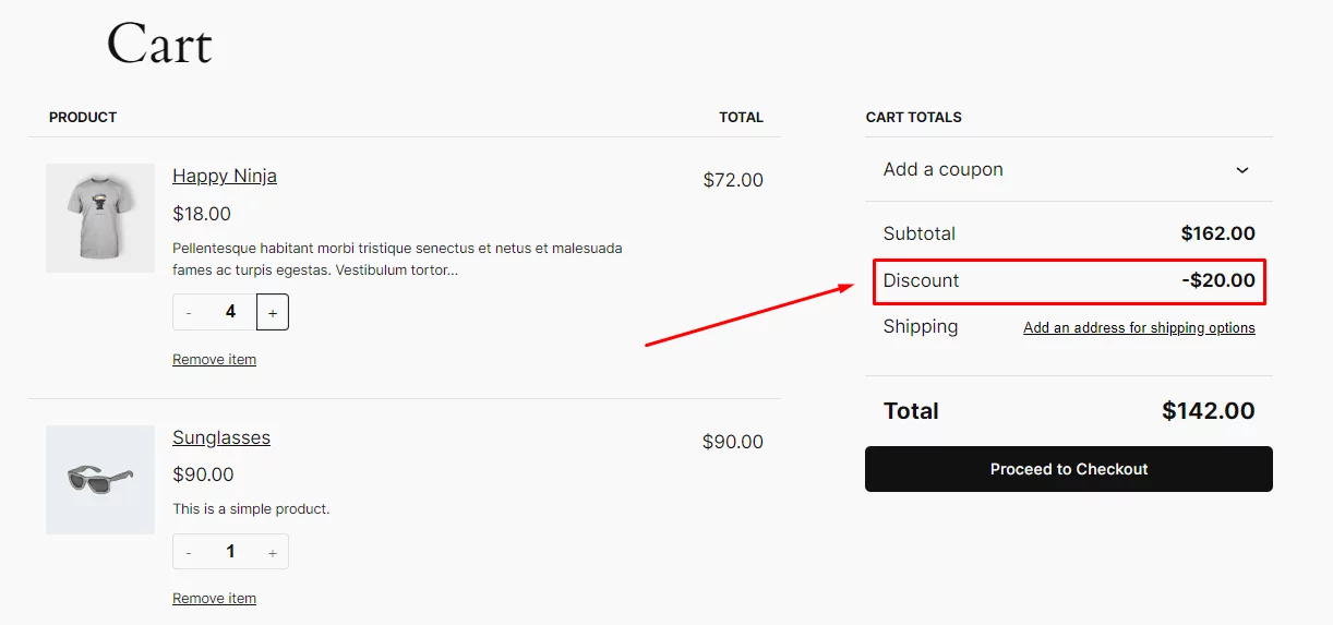 WooCommerce fixed cart discount