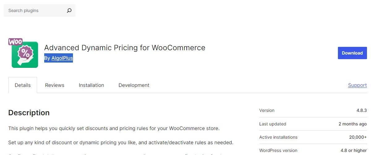 Advanced Dynamic Pricing plugin