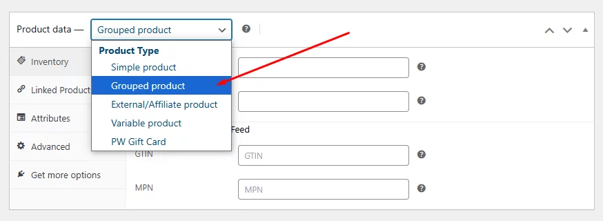 grouped product type