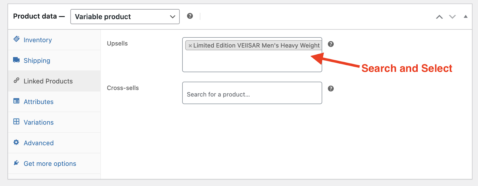 Search and select upselling product