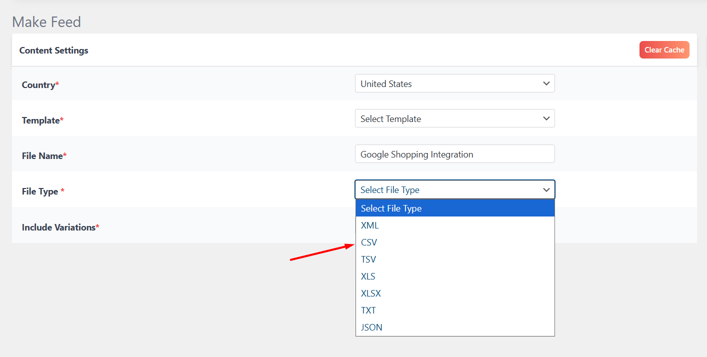 select file type