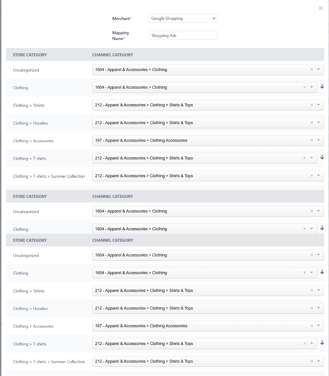 mapping categories 