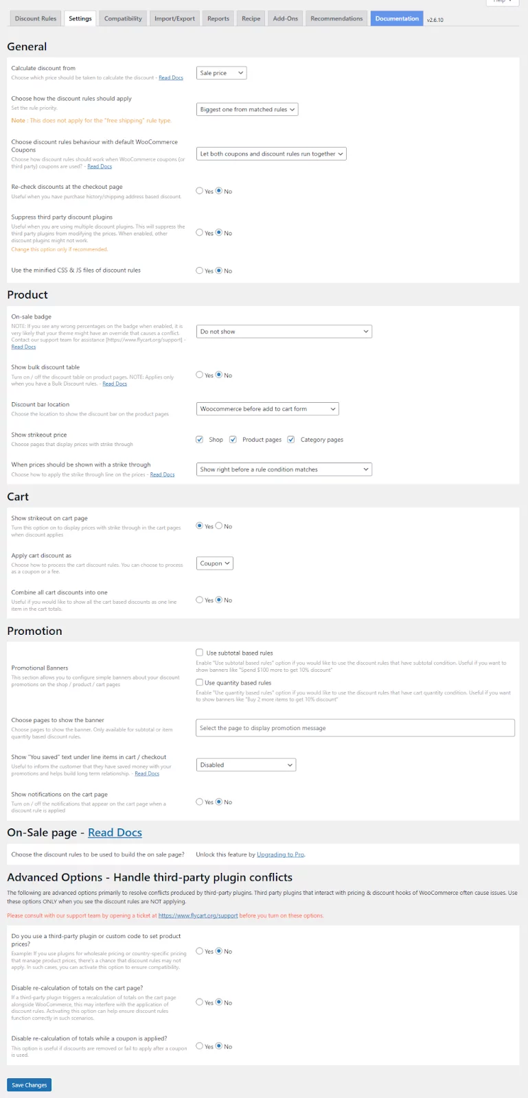 Flycart plugin settings