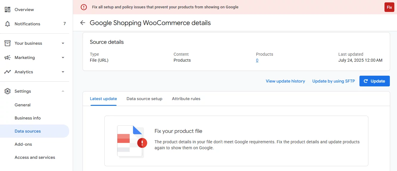 WooCommerce Google Shopping Feed Not Working