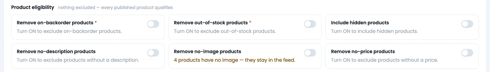 Why Is Google Shopping Not Showing My Products? How to Fix It CTX Feed Filters tab with product eligibility rules that can exclude products from the feed