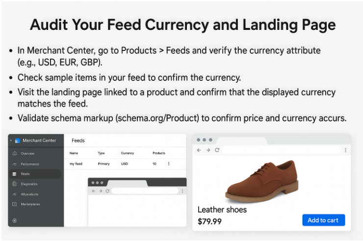 Audit Your Feed Currency and Landing Page