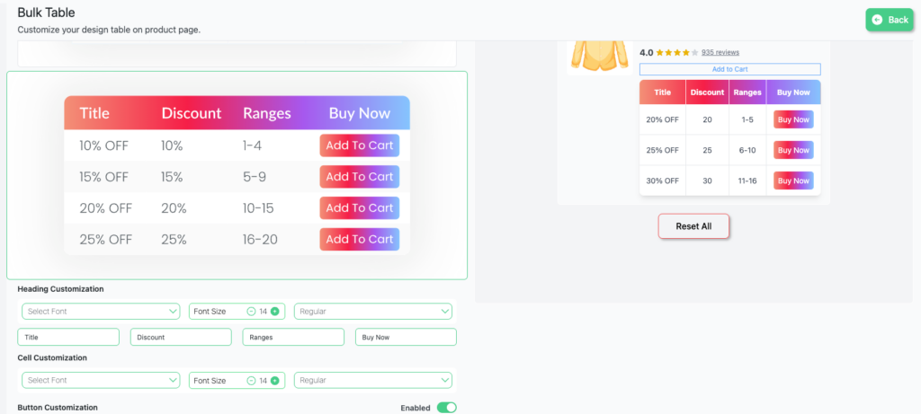 Bulk Discount Table In WooCommerce