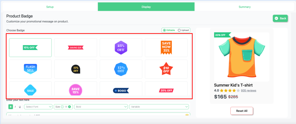 Use a pre-made badge with advance customize Option
