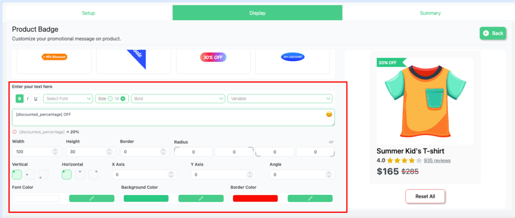 custom product badge